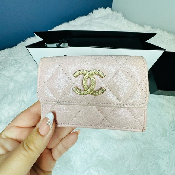 CHANEL Handbags - Auth RARE Chanel Caviar Quilted Classic Flap Trifold Wallet Rose Clair